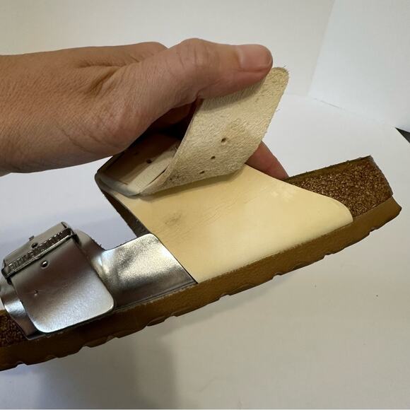 Birkenstock x Rick Owens Arizona Leather Slides Sandal EU 38 US 7 Milk / Silver - Picture 8 of 13